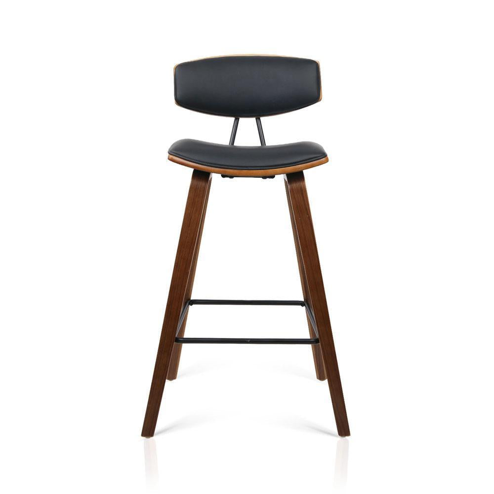 Set of 2 PU Leather Bar Stools - Black - BSR