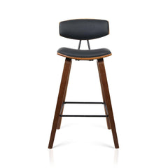 Set of 2 PU Leather Bar Stools - Black - BSR