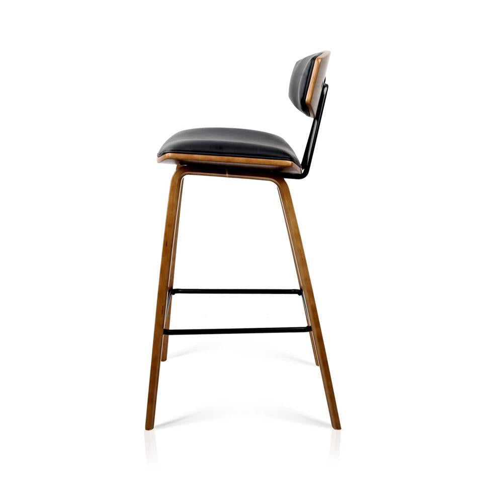 Set of 2 PU Leather Bar Stools - Black - BSR