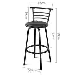 Set of 2 PU Leather Bar Stools - Black - BSR