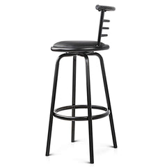 Set of 2 PU Leather Bar Stools - Black - BSR