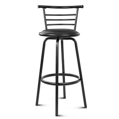 Set of 2 PU Leather Bar Stools - Black - BSR