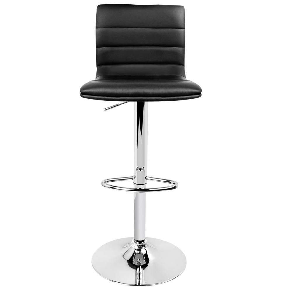 Set of 2 PU Leather Bar Stools ARNE Swivel Bar Stool Kitchen Chairs Black Gas Lift Black - BSR