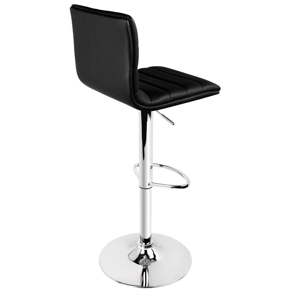 Set of 2 PU Leather Bar Stools ARNE Swivel Bar Stool Kitchen Chairs Black Gas Lift Black - BSR