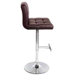 Set of 2 Gas Lift Bar Stools Swivel Chairs PU Leather Chrome Chocolate - BSR