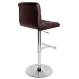 Set of 2 Gas Lift Bar Stools Swivel Chairs PU Leather Chrome Chocolate - BSR