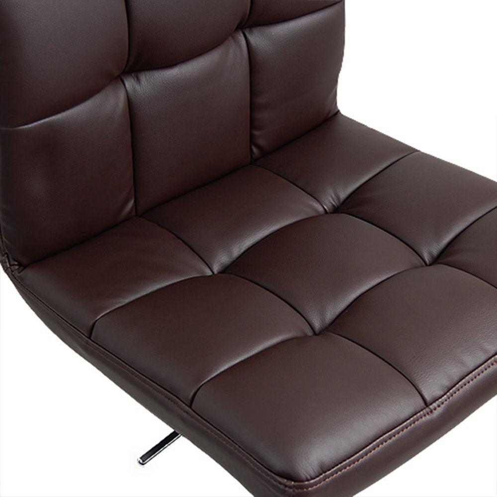 Set of 2 Gas Lift Bar Stools Swivel Chairs PU Leather Chrome Chocolate - BSR