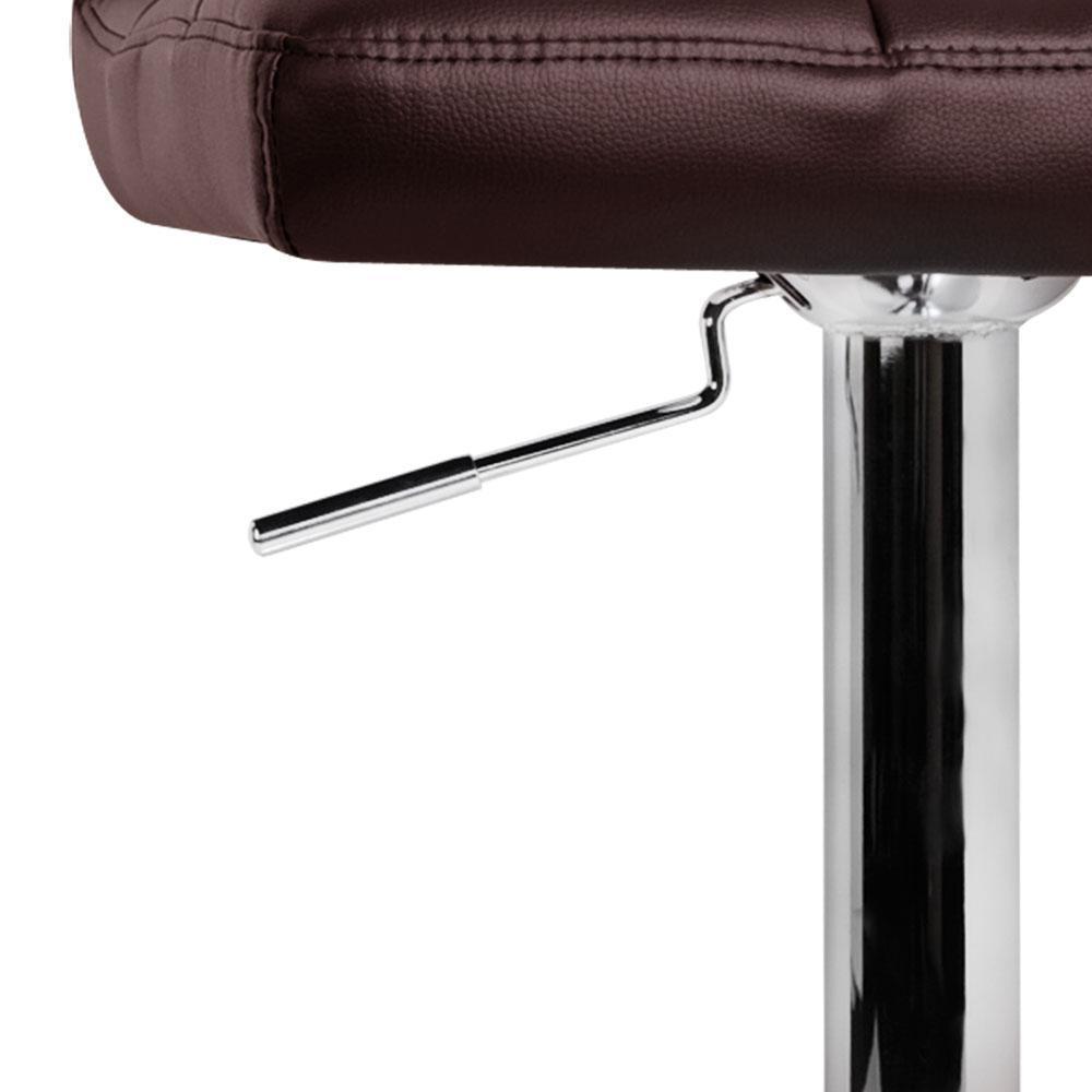 Set of 2 Gas Lift Bar Stools Swivel Chairs PU Leather Chrome Chocolate - BSR