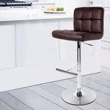 Set of 2 Gas Lift Bar Stools Swivel Chairs PU Leather Chrome Chocolate - BSR
