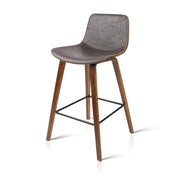Set of 2 PU Leather Bar Stools - Walnut - BSR