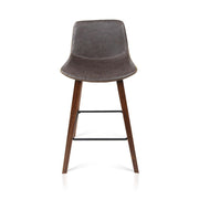 Set of 2 PU Leather Bar Stools - Walnut - BSR