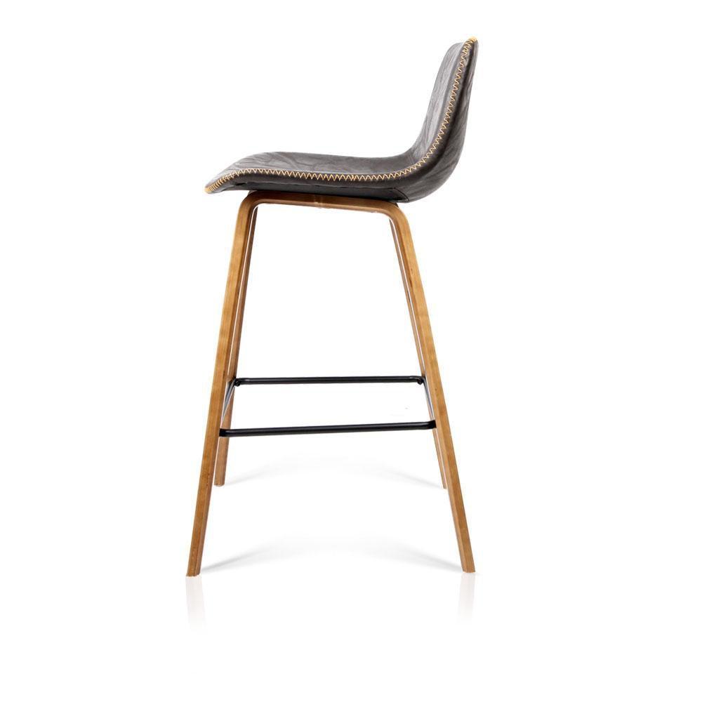 Set of 2 PU Leather Bar Stools - Walnut - BSR