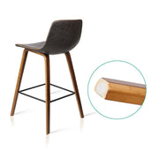 Set of 2 PU Leather Bar Stools - Walnut - BSR