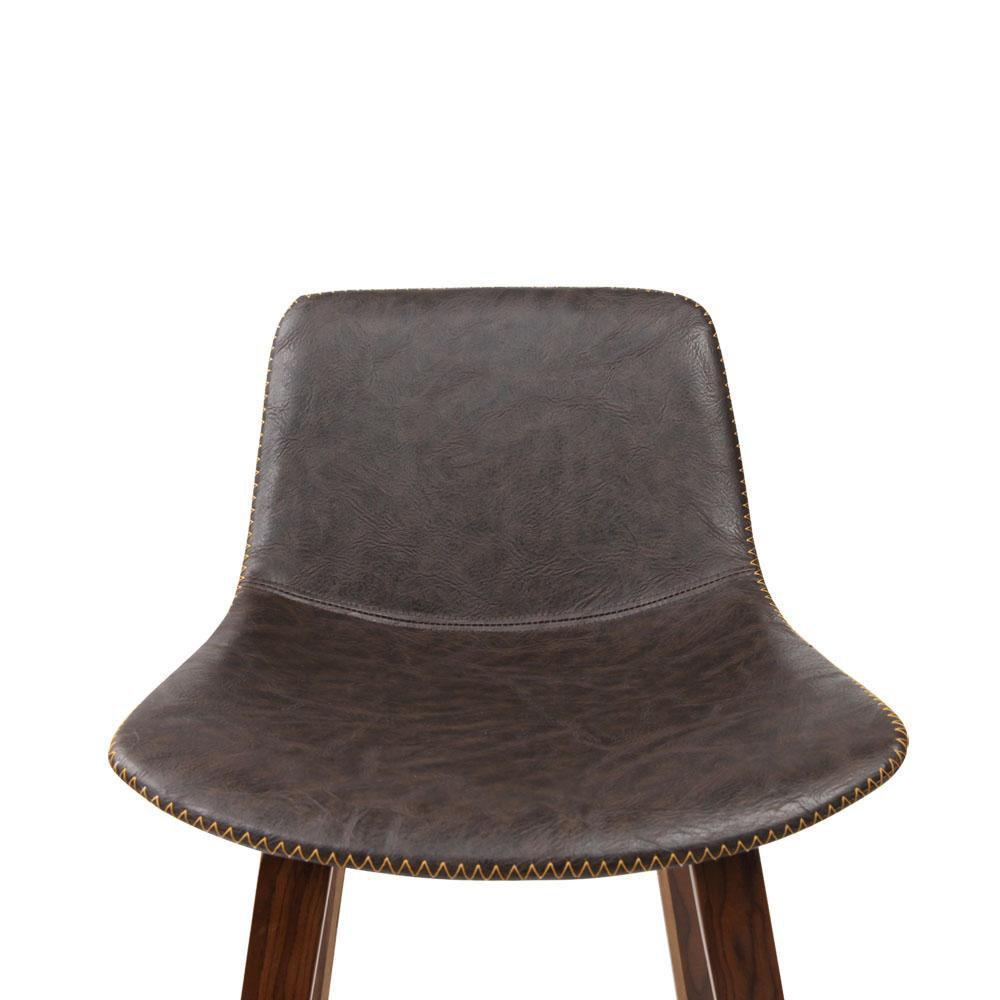 Set of 2 PU Leather Bar Stools - Walnut - BSR