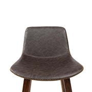 Set of 2 PU Leather Bar Stools - Walnut - BSR