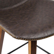 Set of 2 PU Leather Bar Stools - Walnut - BSR