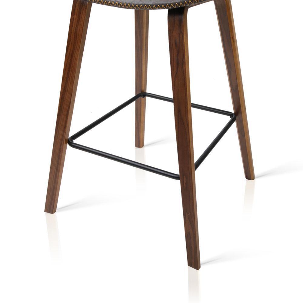 Set of 2 PU Leather Bar Stools - Walnut - BSR