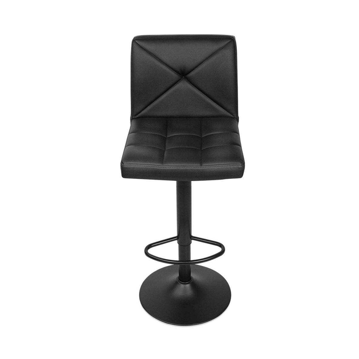Set of 2 PU Leather Gas Lift Bar Stools - Black - BSR