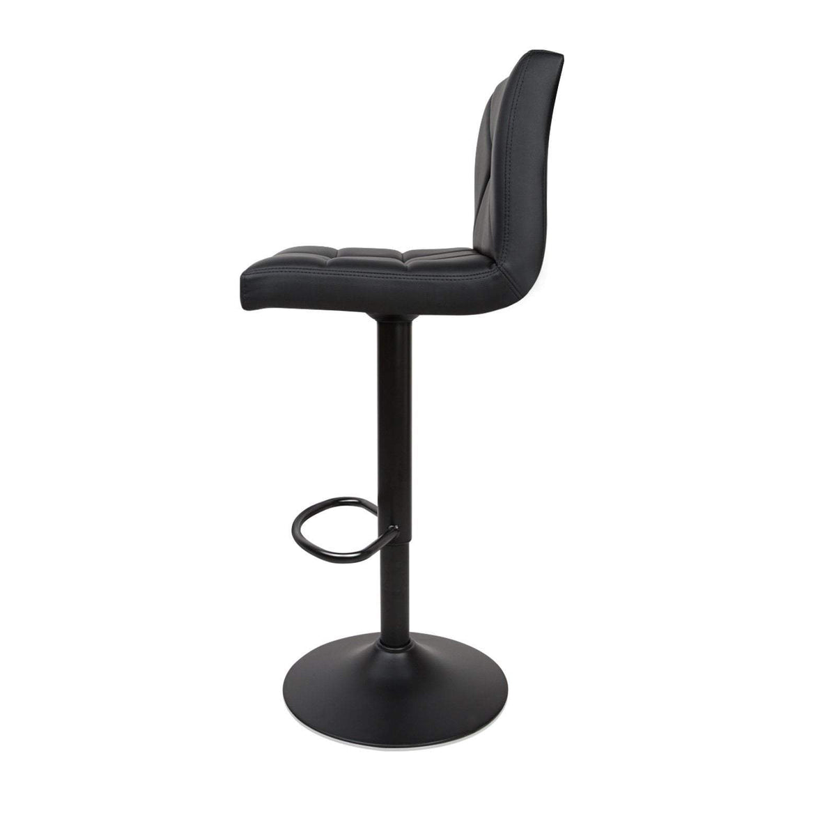 Set of 2 PU Leather Gas Lift Bar Stools - Black - BSR