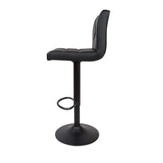 Set of 2 PU Leather Gas Lift Bar Stools - Black - BSR