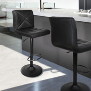 Set of 2 PU Leather Gas Lift Bar Stools - Black - BSR