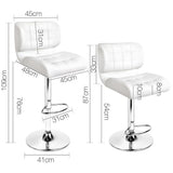 Set of 2 PU Leather Gas Lift Bar Stools - White - BSR