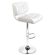 Set of 2 PU Leather Gas Lift Bar Stools - White - BSR