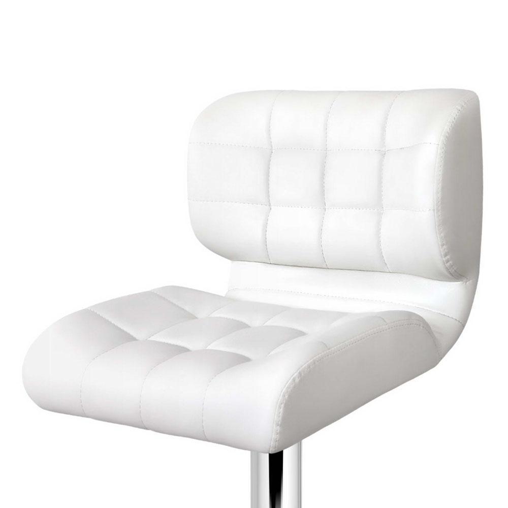 Set of 2 PU Leather Gas Lift Bar Stools - White - BSR