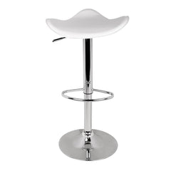 Set of 2 Gas Lift Bar Stools Swivel Chairs PU Leather Chrome White - BSR