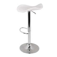 Set of 2 Gas Lift Bar Stools Swivel Chairs PU Leather Chrome White - BSR