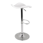 Set of 2 Gas Lift Bar Stools Swivel Chairs PU Leather Chrome White - BSR