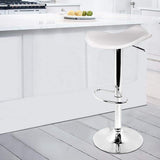 Set of 2 Gas Lift Bar Stools Swivel Chairs PU Leather Chrome White - BSR