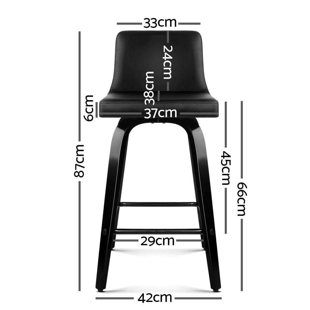 Set of 2 Wooden Bar Stool - Black - BSR