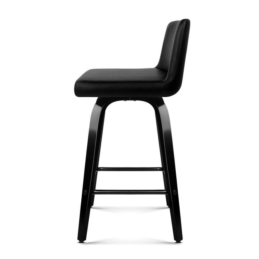 Set of 2 Wooden Bar Stool - Black - BSR