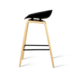 Set of 2 Wooden Backless Bar Stools - Black - BSR