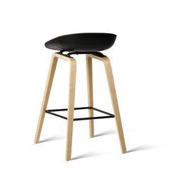 Set of 2 Wooden Backless Bar Stools - Black - BSR