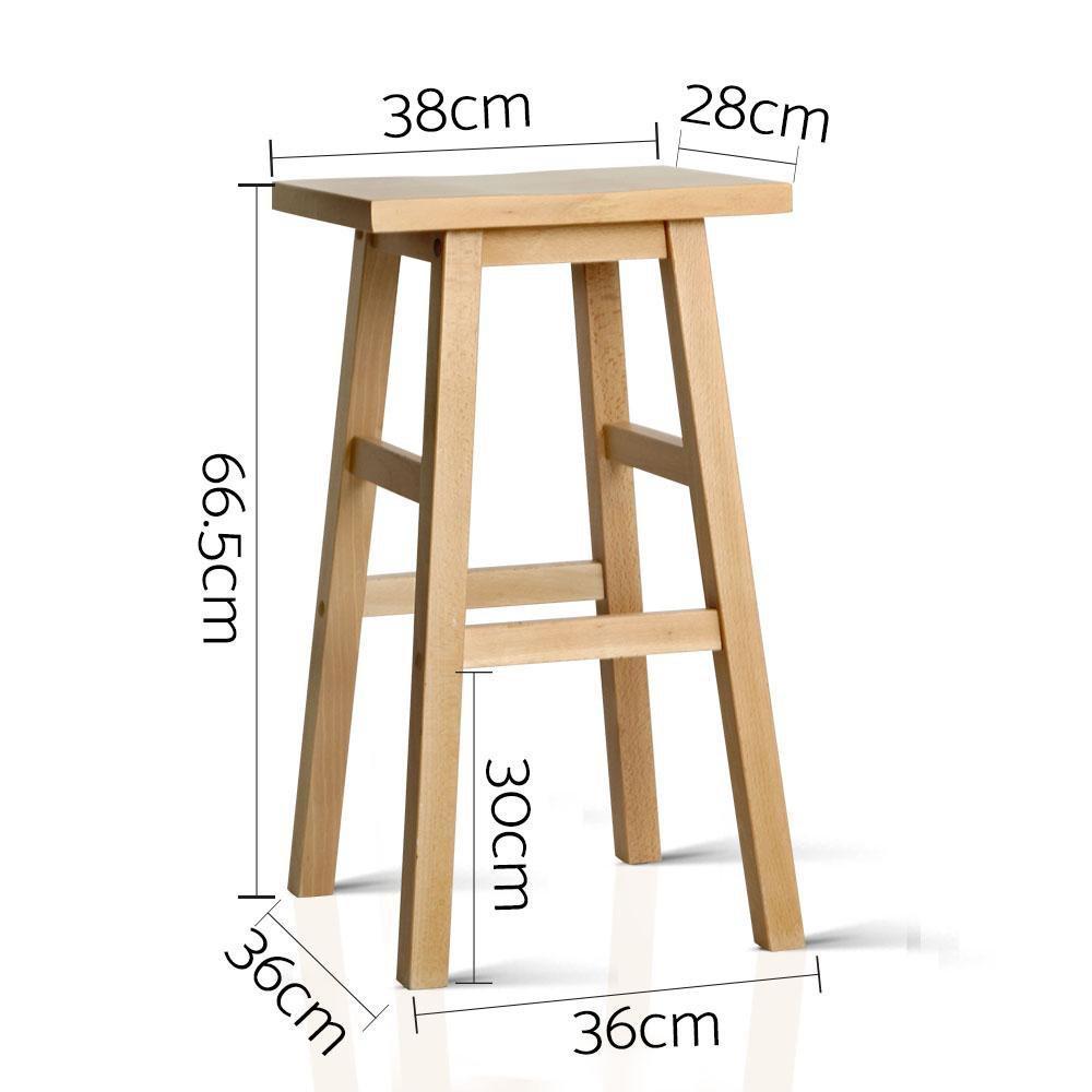 Set of 2 Wooden Backless Bar Stools - Natural - BSR