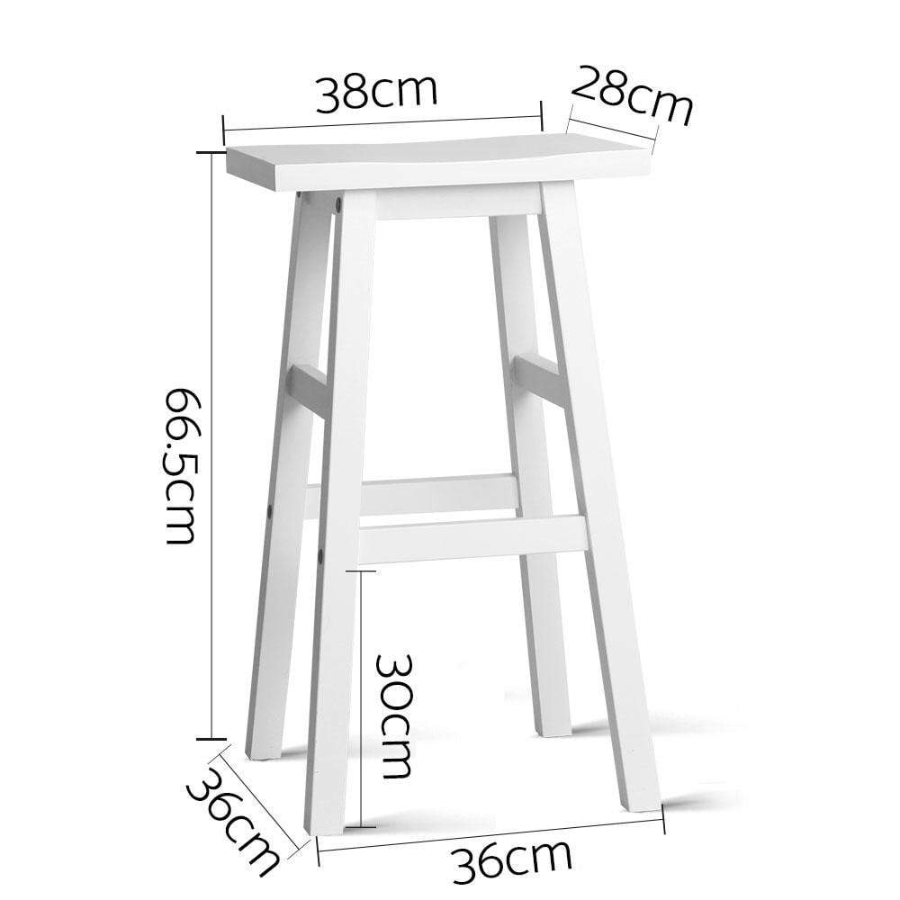 Set of 2 Wooden Backless Bar Stools - White - BSR