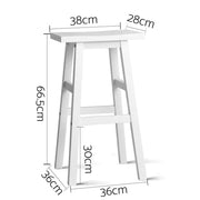 Set of 2 Wooden Backless Bar Stools - White - BSR