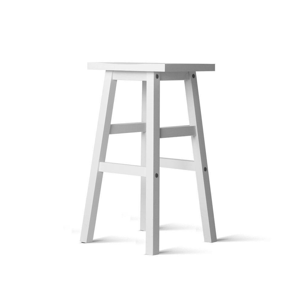 Set of 2 Wooden Backless Bar Stools - White - BSR