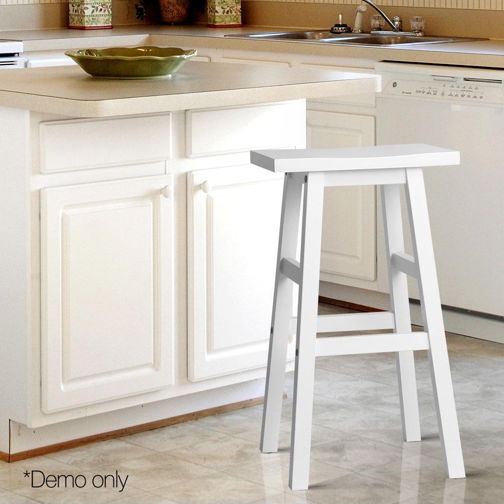 Set of 2 Wooden Backless Bar Stools - White - BSR