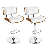 Set of 2 Wooden Bar Stools Bar Stool Kitchen Chair Dining White Pad Gas Lift