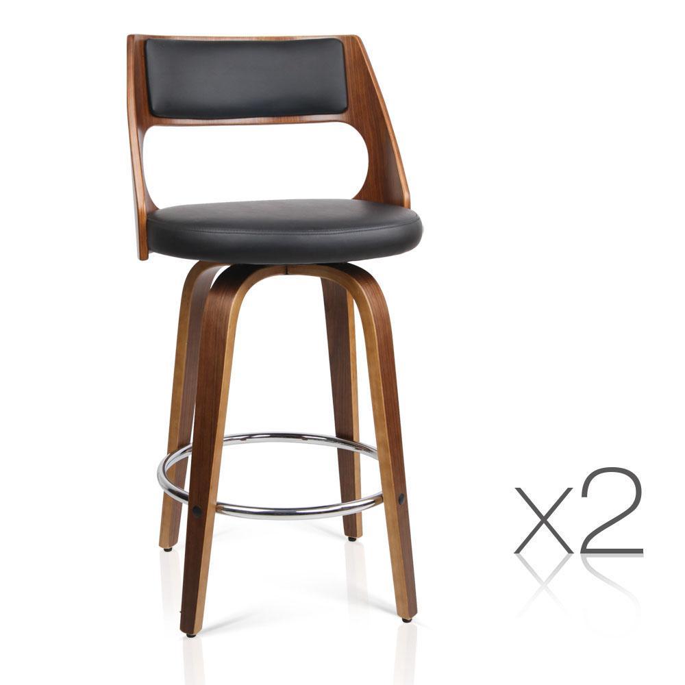 Set of 2 Wooden Bar Stools - Black - BSR