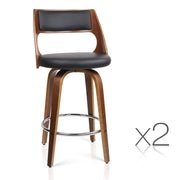 Set of 2 Wooden Bar Stools - Black - BSR