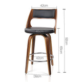 Set of 2 Wooden Bar Stools - Black - BSR