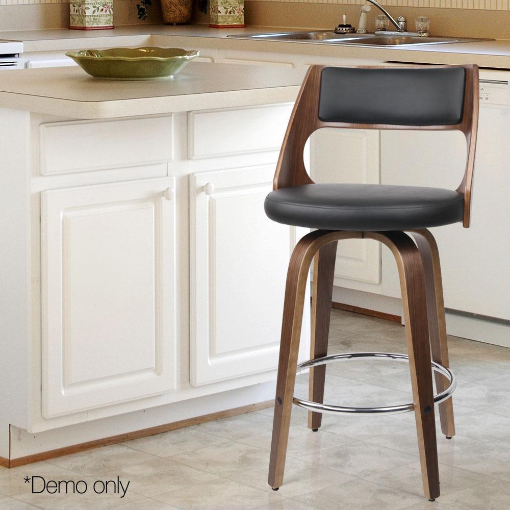 Set of 2 Wooden Bar Stools - Black - BSR