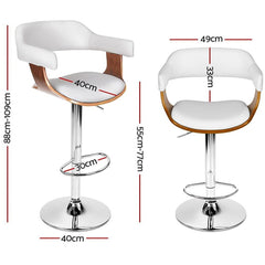 Set of 2 Wooden Bar Stools SELINA Kitchen Swivel Bar Stool Chairs PU Leather White - BSR