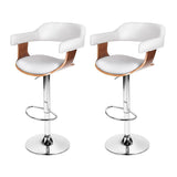 Set of 2 Wooden Bar Stools SELINA Kitchen Swivel Bar Stool Chairs PU Leather White - BSR