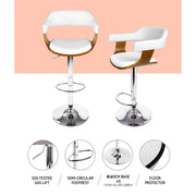 Set of 2 Wooden Bar Stools SELINA Kitchen Swivel Bar Stool Chairs PU Leather White - BSR