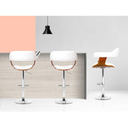 Set of 2 Wooden Bar Stools SELINA Kitchen Swivel Bar Stool Chairs PU Leather White - BSR